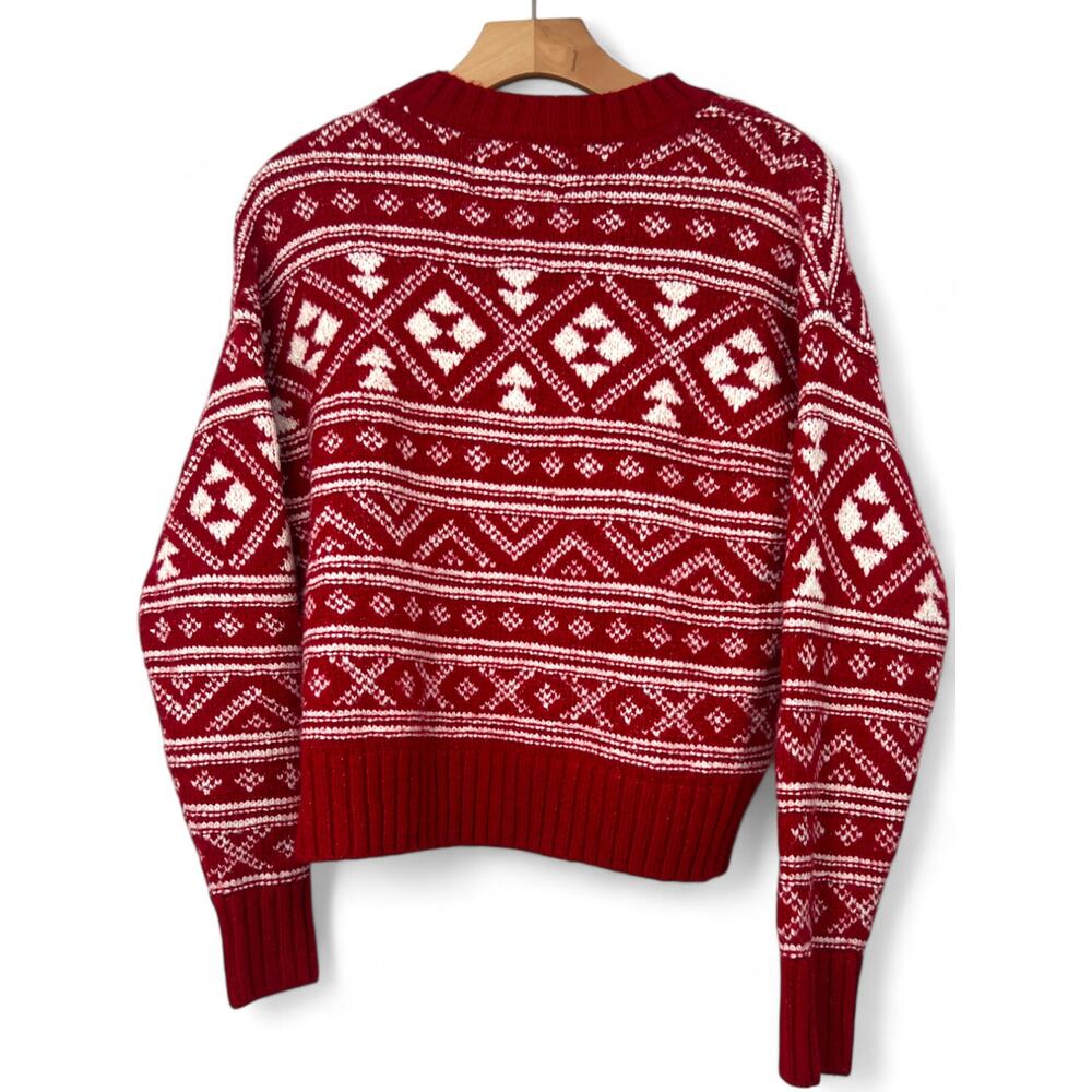 American Eagle | Small | Red Knit Fairisle Holiday Christmas Long Sleeve Sweater - Picture 6 of 6